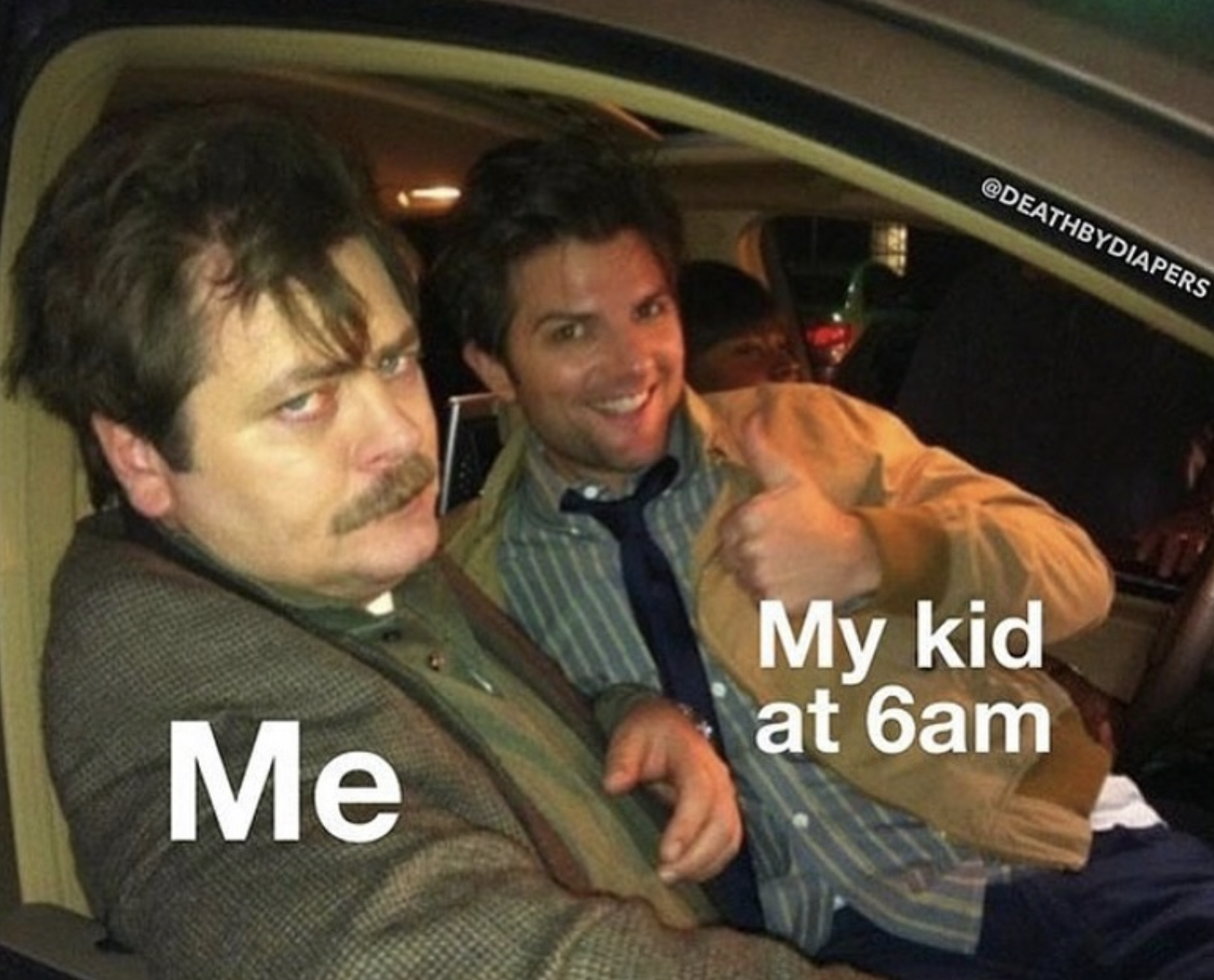 parks and rec snakejuice - Me My kid at 6am